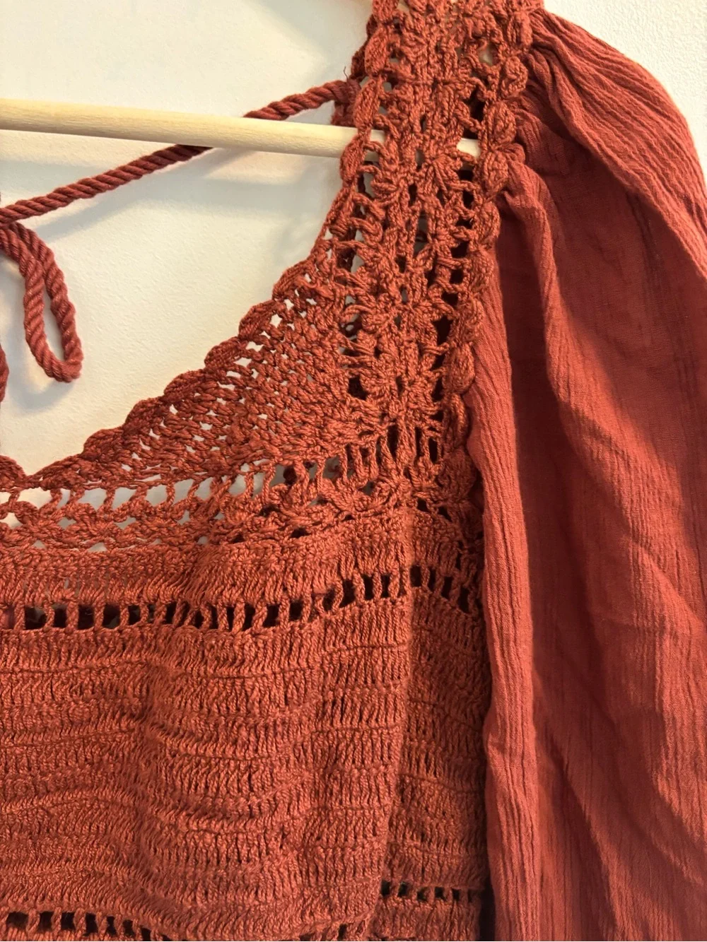 NWOT Free People Cynthia Crochet Top / Brick
